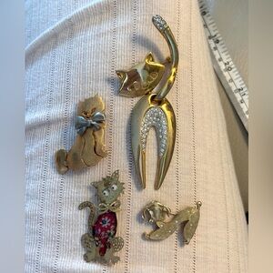 Vintage Cat Brooch, dog brooch, articulated jewelry, animal pins, lapel pin